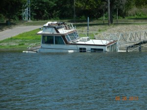 sunken house boat 