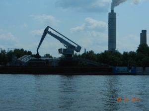 Unloading coal for nearby electrical power plant