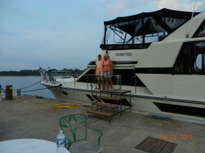 Randy and Sherri Chester and their boat, Priorites at Hoppies Marina
